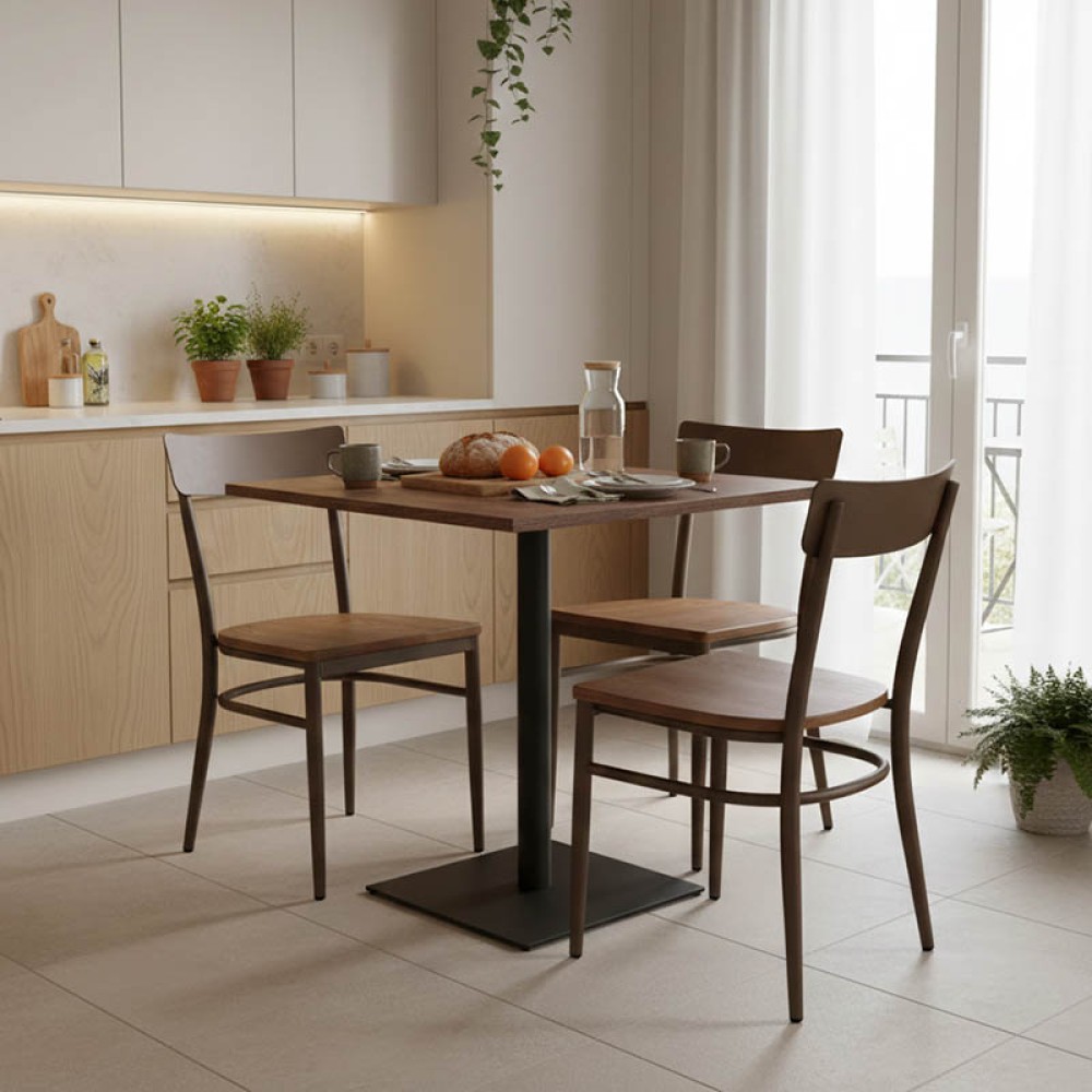 Τραπέζι Nerobian pakoworld mdf σε καρυδί απόχρωση 70x70x75εκ