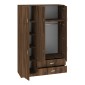 Ντουλάπα τρίφυλλη με συρτάρια Royal pakoworld καρυδι-oak 150x58x230εκ