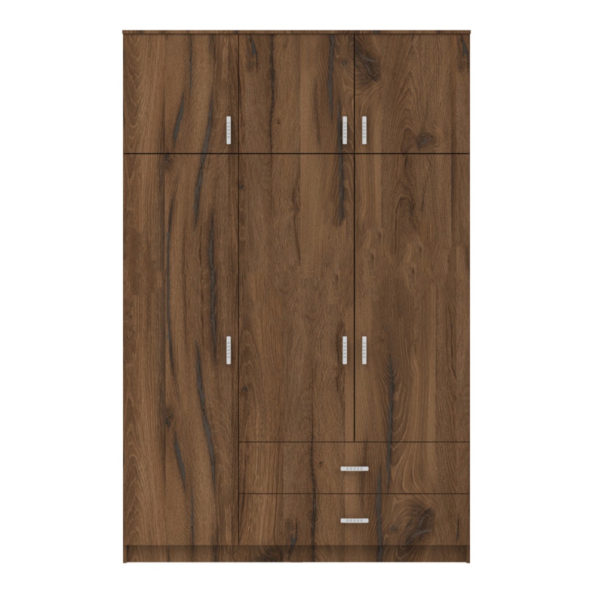 Ντουλάπα τρίφυλλη με συρτάρια Royal pakoworld καρυδι-oak 150x58x230εκ
