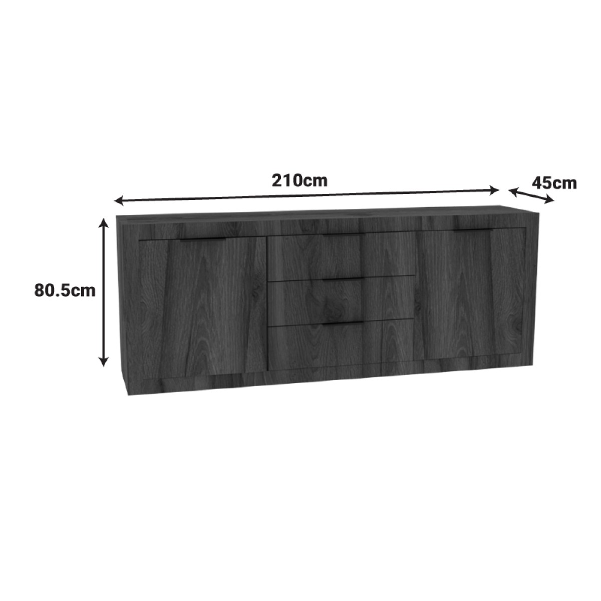 Μπουφές Doha pakoworld καρυδί με oak 210x45x80.5εκ