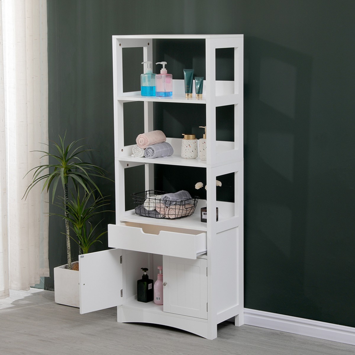 Ντουλάπι-στήλη Sejo pakoworld mdf λευκό 60x32.5x154εκ