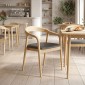 Πολυθρόνα Hogie pakoworld rubberwood σε φυσική απόχρωση με μαύρο pu μαξιλάρι 61x60x76εκ