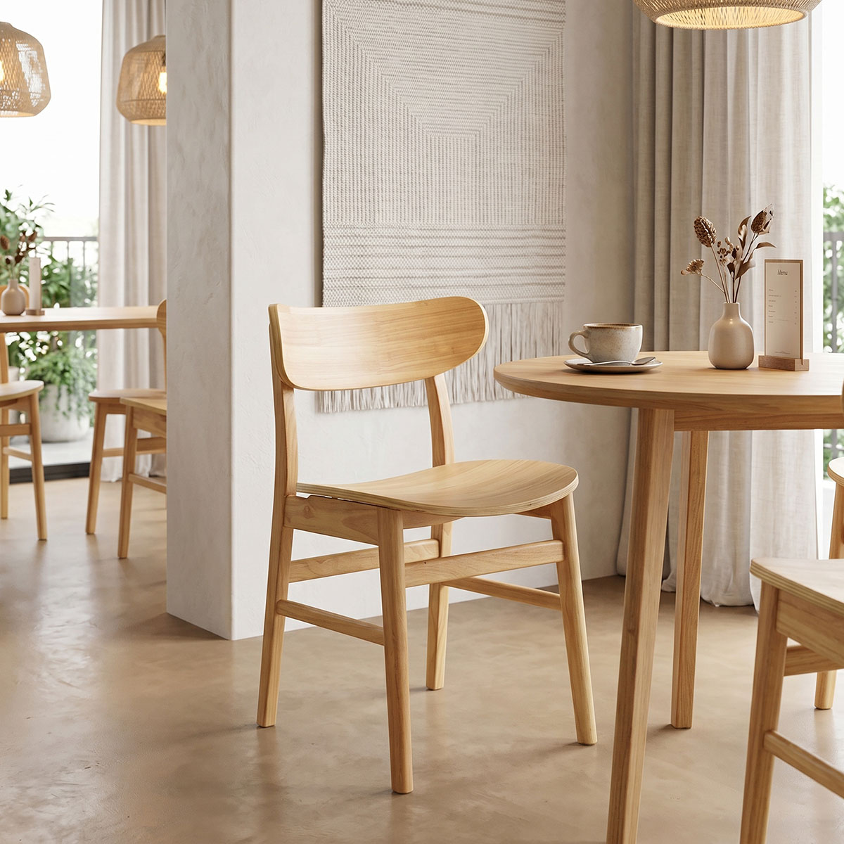 Καρέκλα Lumnia pakoworld rubberwood σε φυσική απόχρωση 46x50x76εκ