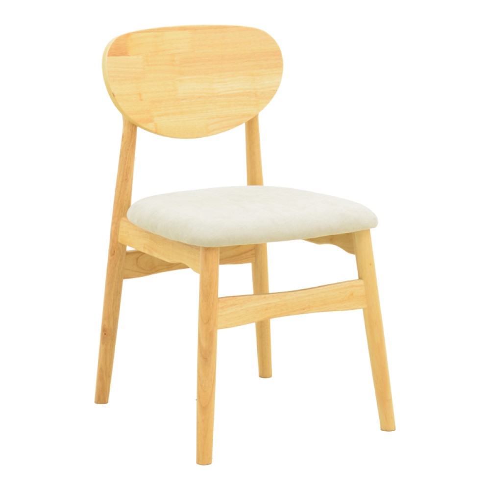 Καρέκλα Cardith pakoworld rubberwood-plywood σε φυσική απόχρωση-ύφασμα γκρι-μπεζ 48x51x78εκ