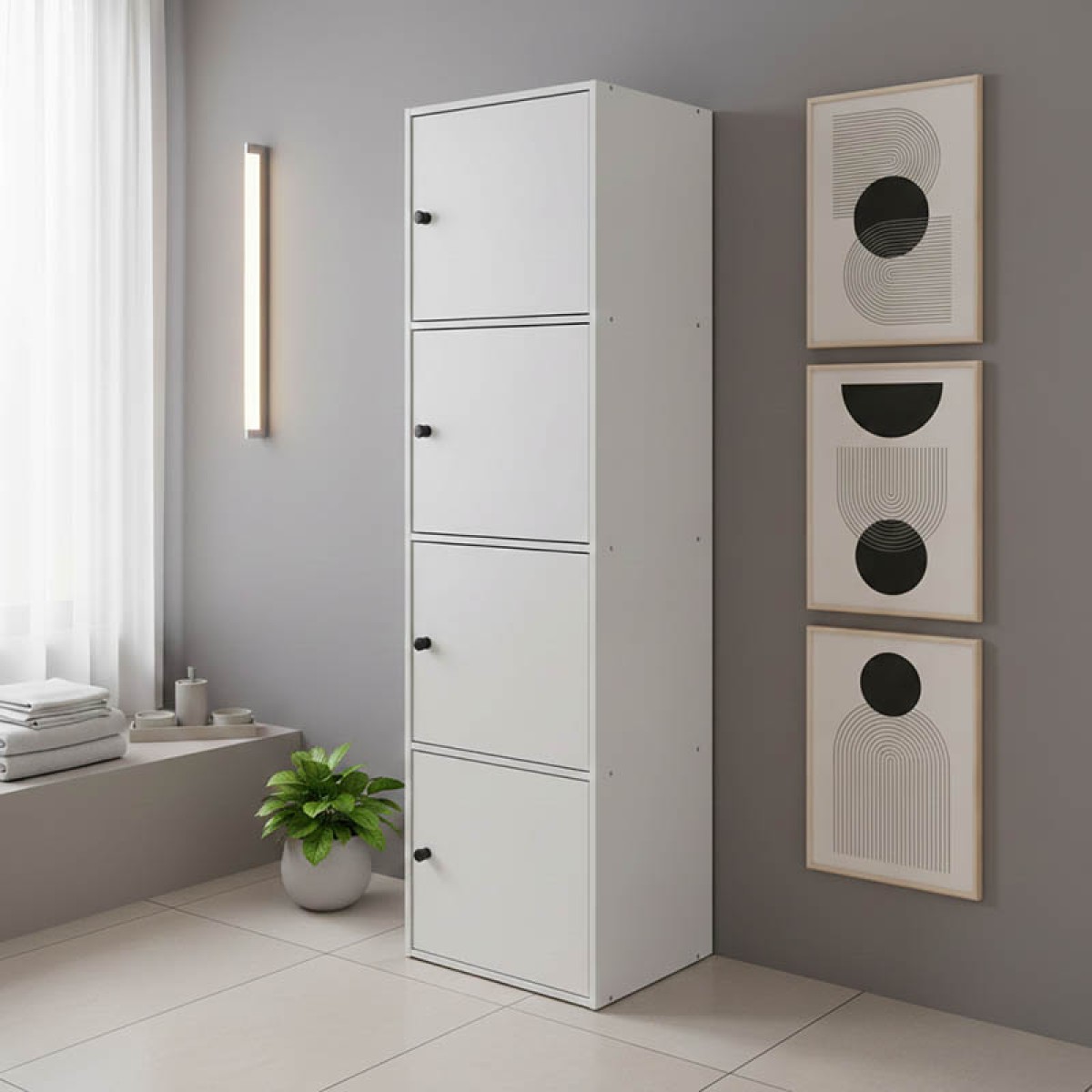 Ντουλάπι-στήλη Gabino pakoworld σε λευκή απόχρωση 40x39x158εκ