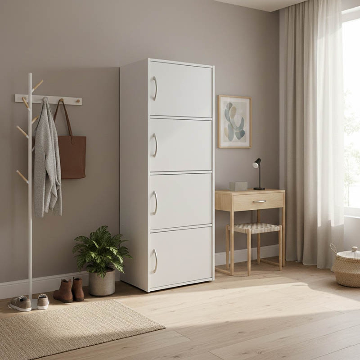 Ντουλάπι-στήλη Soline I pakoworld σε λευκή απόχρωση 40x34.5x120εκ