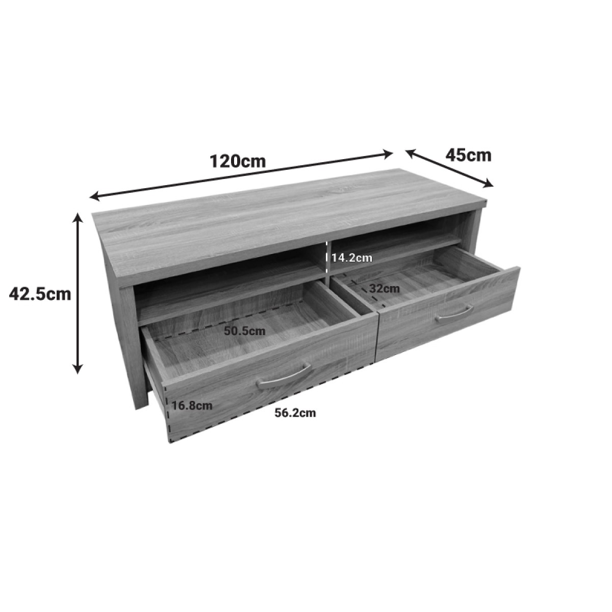 Έπιπλο τηλεόρασης Podizor pakoworld σε sonoma απόχρωση 120x45x42.5εκ
