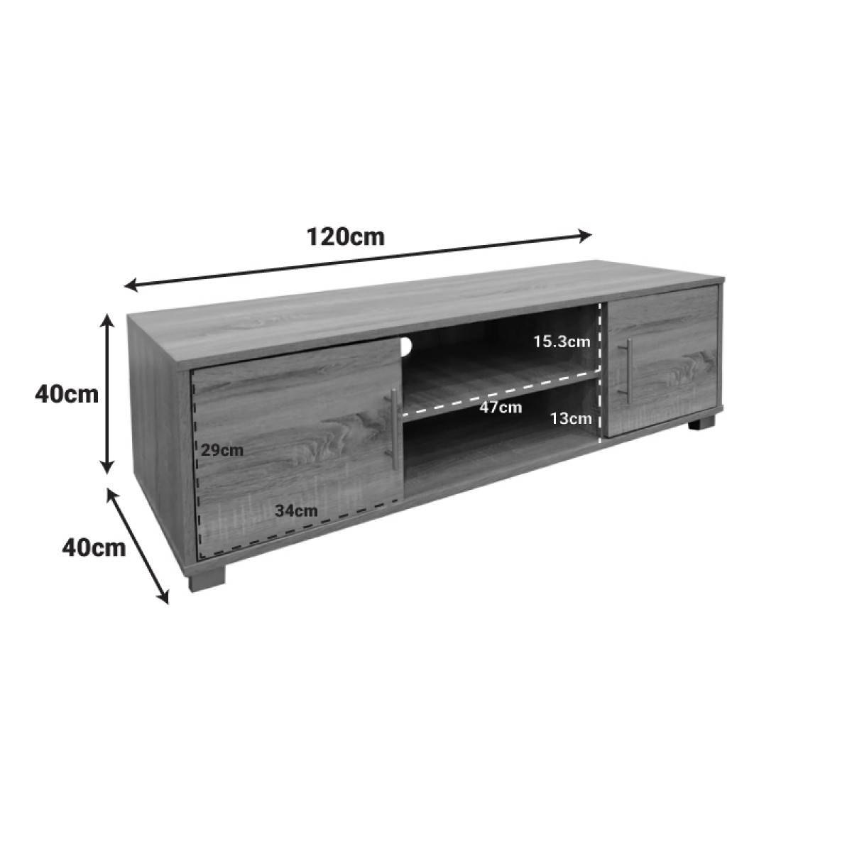 Έπιπλο τηλεόρασης Serank pakoworld σε sonoma απόχρωση 120x40x40εκ
