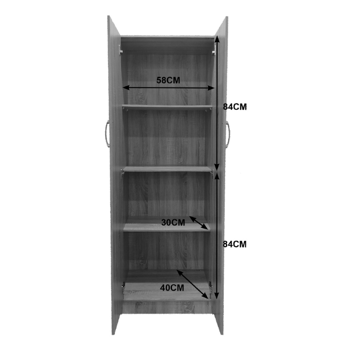 Ντουλάπα δίφυλλη Athos pakoworld σε λευκή απόχρωση 60x42x180εκ