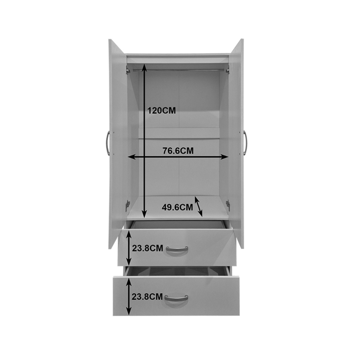 Ντουλάπα δίφυλλη με 2 συρτάρια Alvia pakoworld sonoma 80x51.5x180εκ