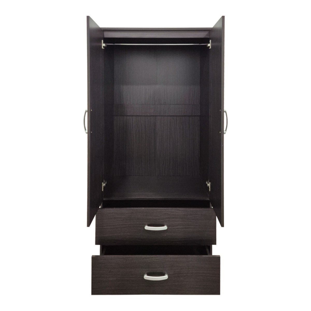 Ντουλάπα δίφυλλη με 2 συρτάρια Alvia pakoworld wenge 80x51.5x180εκ