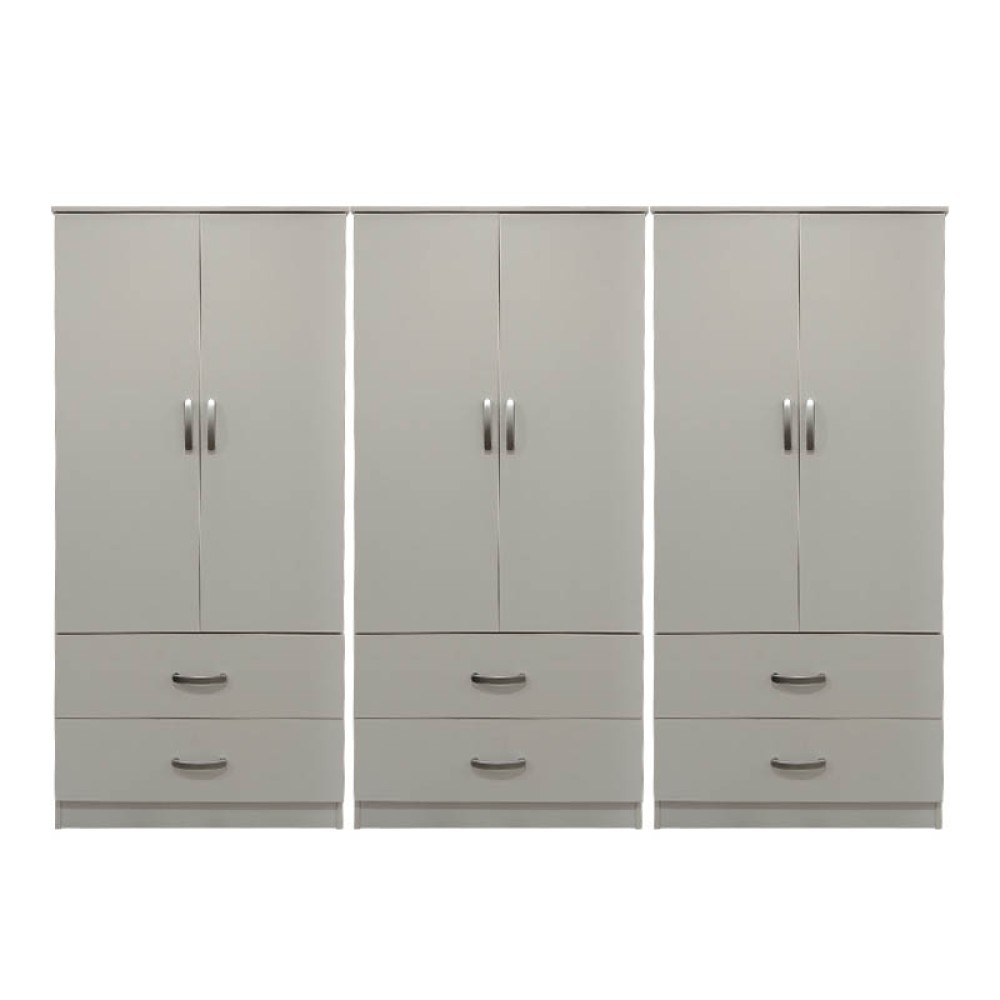 Ντουλάπα εξάφυλλη με συρτάρια Athos pakoworld λευκή 240x42x180εκ