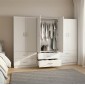 Ντουλάπα εξάφυλλη με συρτάρια Athos pakoworld λευκή 240x42x180εκ