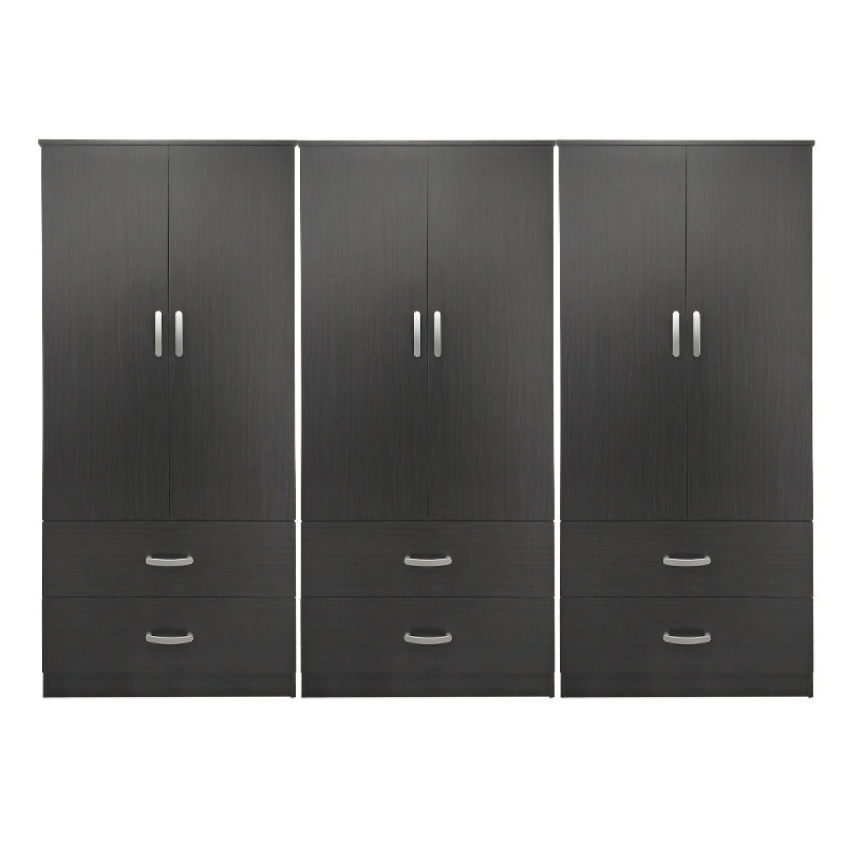 Ντουλάπα εξάφυλλη με συρτάρια Athos pakoworld wenge 240x42x180εκ