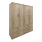 Ντουλάπα τετράφυλλη με συρτάρια Athos pakoworld sonoma 160x42x180εκ