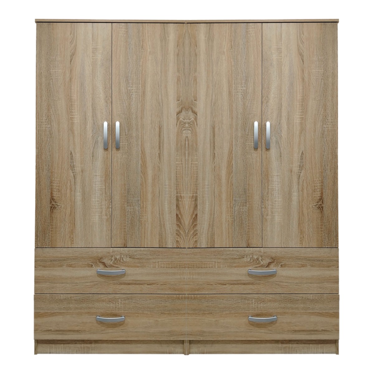 Ντουλάπα τετράφυλλη με συρτάρια Athos pakoworld sonoma 160x42x180εκ