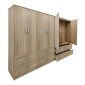 Ντουλάπα εξάφυλλη με συρτάρια Athos pakoworld sonoma 240x42x180εκ