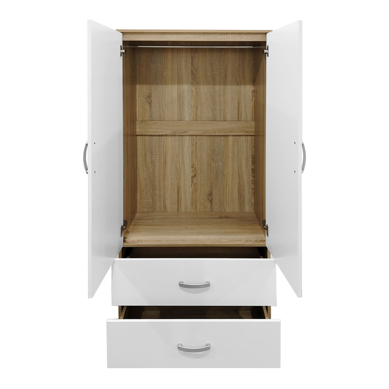 Ντουλάπα εξάφυλλη Athos pakoworld sonoma-λευκή 240x42x180εκ