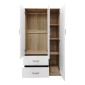 Ντουλάπα εξάφυλλη Athos pakoworld sonoma-λευκό 180x42x180εκ