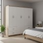 Ντουλάπα εξάφυλλη Athos pakoworld Sonoma-λευκό 200.5x42x180εκ