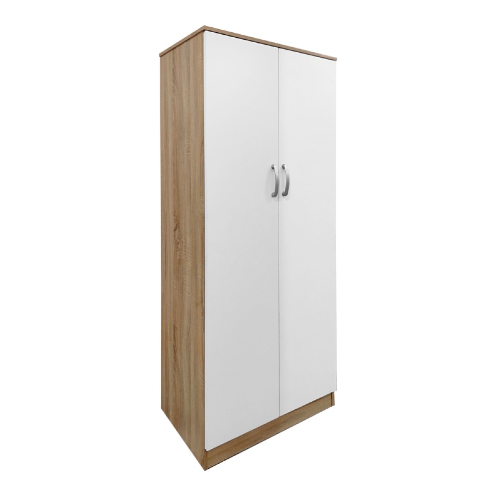 Ντουλάπα τετράφυλλη Athos Ι pakoworld sonoma-λευκό 160x42x180εκ