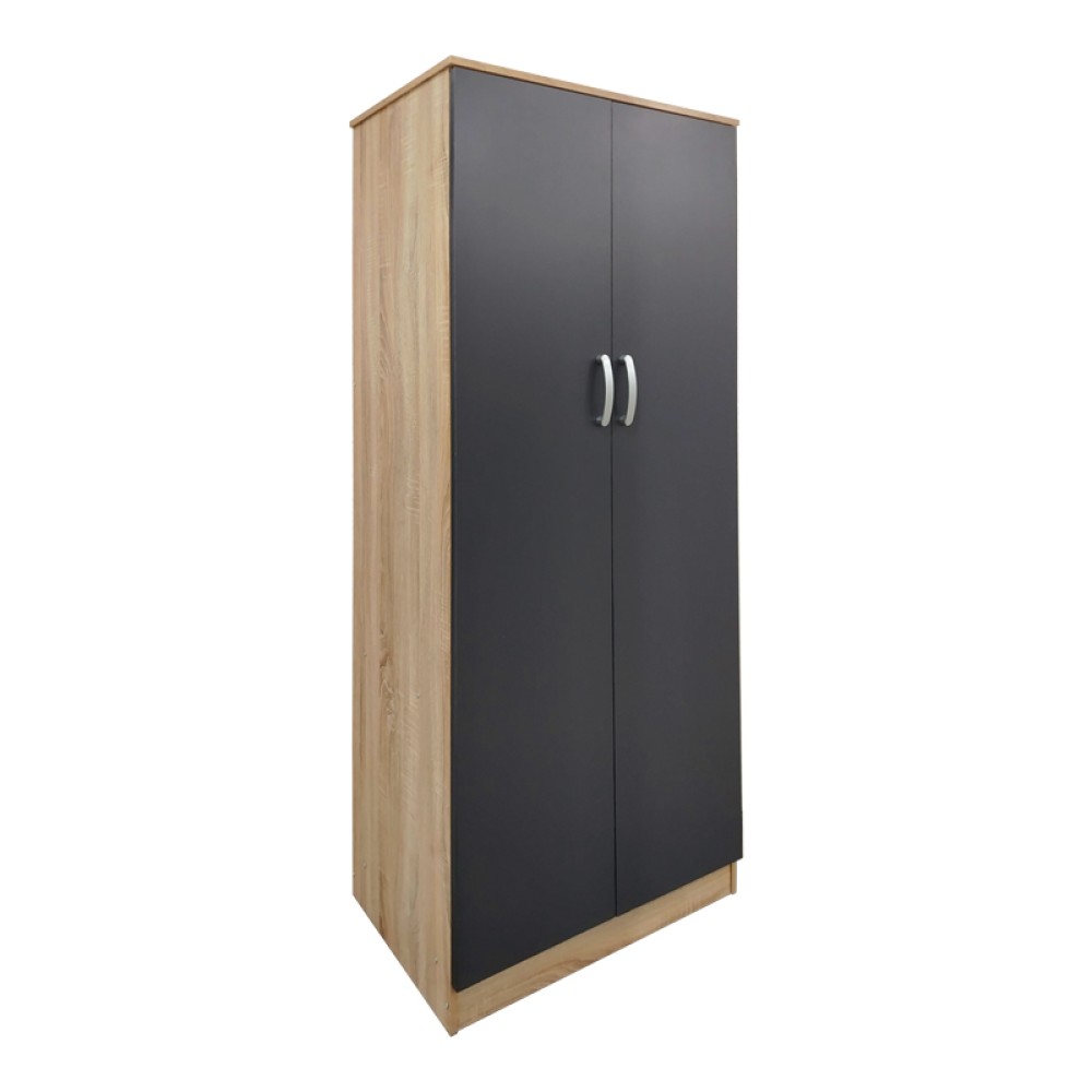 Ντουλάπα τετράφυλλη Athos Ι pakoworld sonoma-ανθρακί 160x42x180εκ