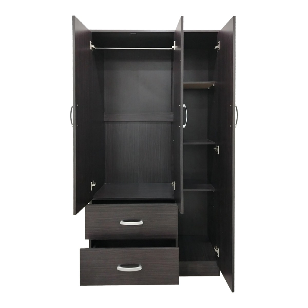 Ντουλάπα εξάφυλλη με πατάρι Athos pakoworld wenge 180x42x240εκ