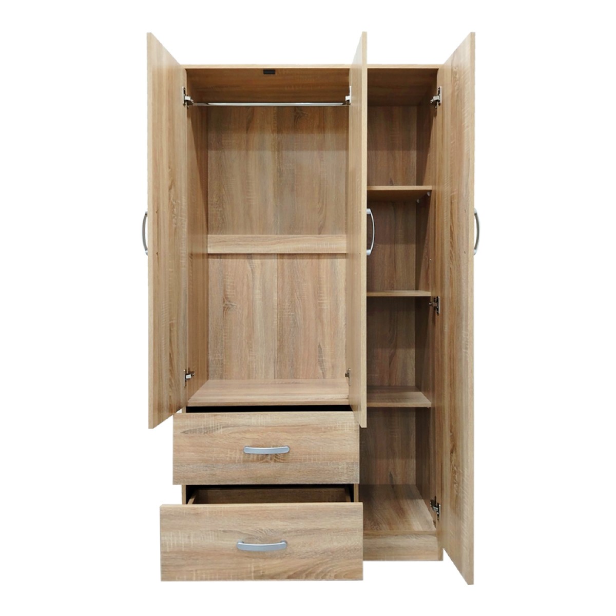Ντουλάπα εξάφυλλη με πατάρι Athos pakoworld sonoma 180x42x240εκ