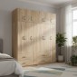 Ντουλάπα εξάφυλλη με πατάρι Athos pakoworld sonoma 180x42x240εκ