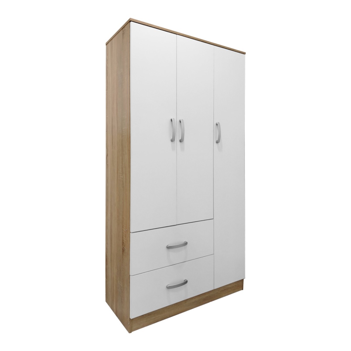 Ντουλάπα πεντάφυλλη με πατάρι Athos pakoworld sonoma-λευκή 170x42x240εκ