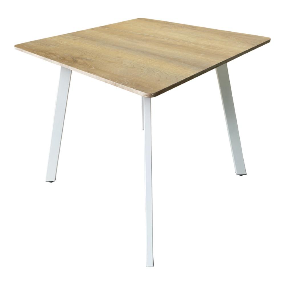 Τραπέζι Squaro pakoworld sonoma mdf με λευκά μεταλλικά πόδια 80x80x75εκ