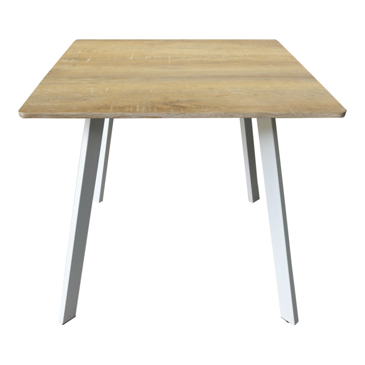 Τραπέζι Squaro pakoworld sonoma mdf με λευκά μεταλλικά πόδια 80x80x75εκ