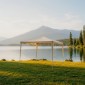 Κιόσκι Gazebo pakoworld μεταλλικός σκελετός - ύφασμα μπεζ 3x3m