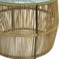 Τραπέζι Adela pakoworld pe wicker-γυαλί σε φυσική απόχρωση Φ47x38εκ