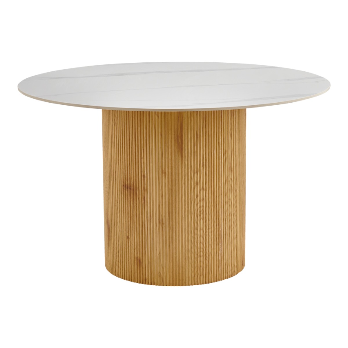 Τραπέζι Sikulu pakoworld oak MDF με κεραμική επιφάνεια σε λευκό μαρμάρου Φ125x77εκ
