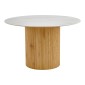 Τραπέζι Sikulu pakoworld oak MDF με κεραμική επιφάνεια σε λευκό μαρμάρου Φ125x77εκ