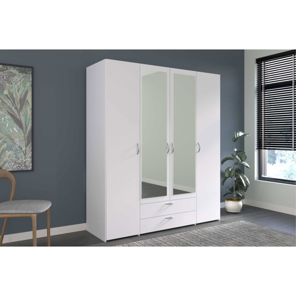 Ντουλάπα Dorm τετράφυλλη με καθρέπτη-Leuko