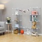 SONGMICS 12 Cubes Wire Grid Storage Rack, Interlocking Shelving Unit with Metal Mesh Shelves and PP Plastic Sheets, for Books Shoes Toys Clothes Tools, in Living Room Bathroom, White LPI34W