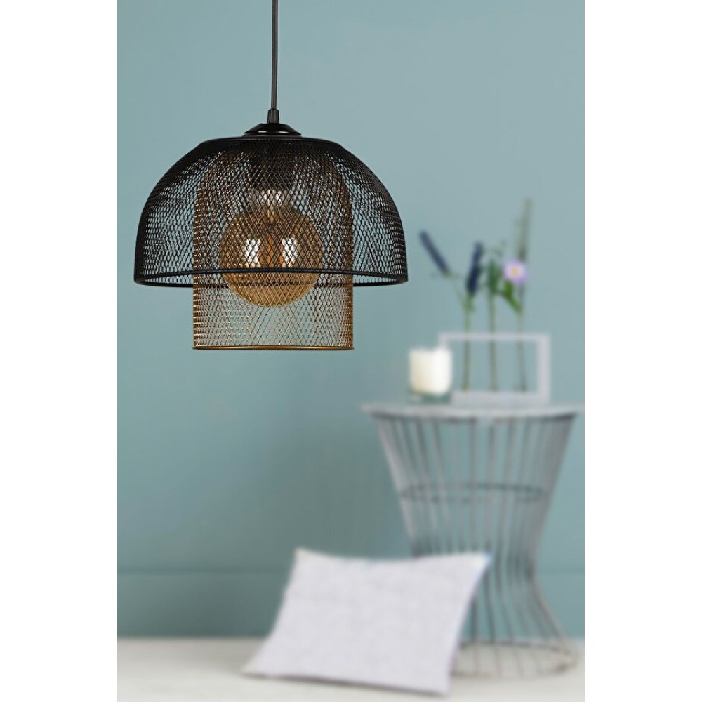 Stewehome Μοντέρνο Κρεμαστό Φωτιστικό Οροφής Efes Μαύρο με Παλαίωση - 60 x 20 cm