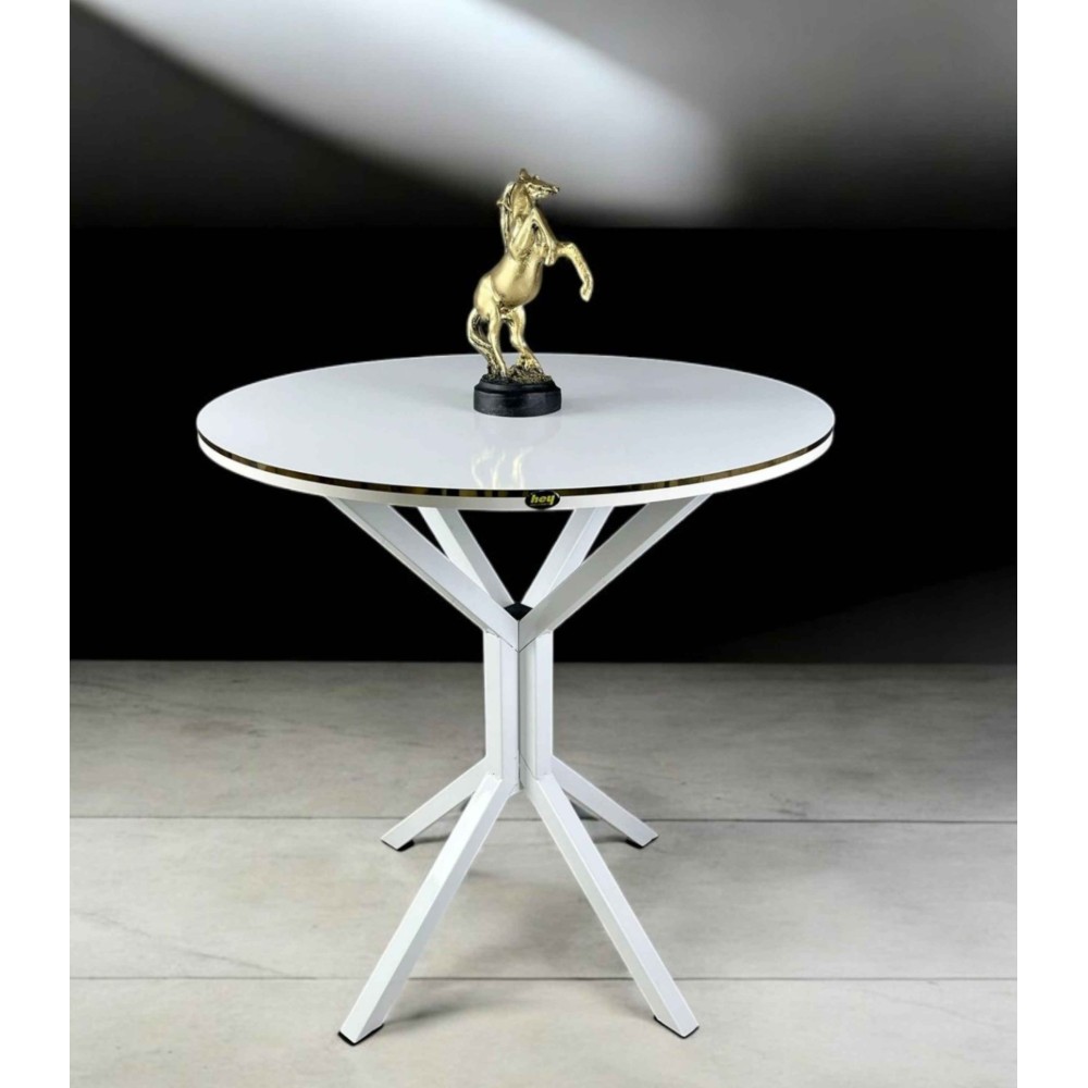 Stewehome ΤΡΑΠΕΖΙ ΣΤΡΟΓΓΥΛΟ 80 CM ΜΕ ΧΡΥΣΗ ΛΕΠΤΟΜΕΡΕΙΑ (80 CM)