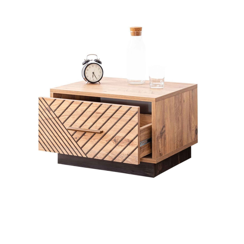 Stewehome Κομοδίνο Ξύλινο Sonoma με 1 Συρτάρι / Υ36 x Π55 x Β45εκ 55x45x36 cm