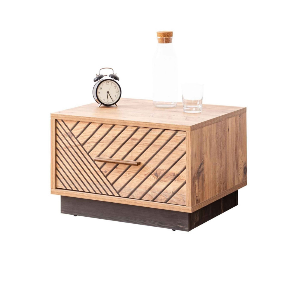 Stewehome Κομοδίνο Ξύλινο Sonoma με 1 Συρτάρι / Υ36 x Π55 x Β45εκ 55x45x36 cm