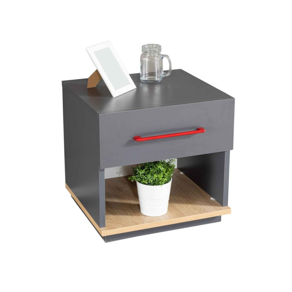 Stewehome Κομοδίνο με 1 Συρτάρι Γκρι / Oak Υ32 x Π40 x Β42εκ 45x40x35 cm