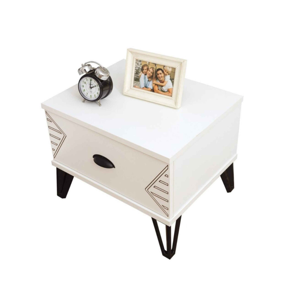 Stewehome Κομοδίνο με 1 Συρτάρι Λευκό / Υ39 x Π50 x Β41εκ 50x41x39 cm
