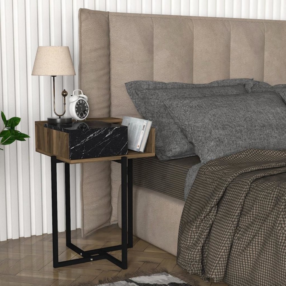 Κομοδίνο – Καρυδί / Μαρμάρινο Ντεσέν