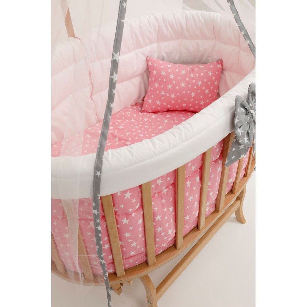 Βρεφικό Ξύλινο Κρεβατάκι με Σετ Ύπνου – Μπλε με Αστέρια