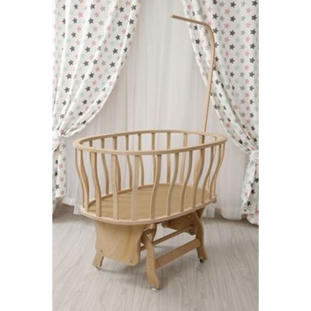 Φυσική Ξύλινη Κούνια Καλαθάκι Nino | Ιδανική για 0-1 Ετών με Δώρο Στρώμα (ΔΩΡΟ ΣΤΡΩΜΑ ΑΦΡΟΥ)