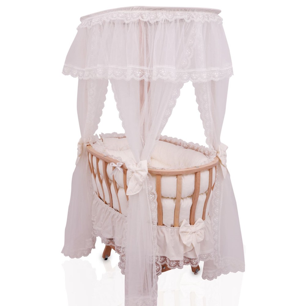 Σετ Ύπνου Μωρού από Δαντέλα με Φυσικό Ξύλο λευκό95x65x85cm