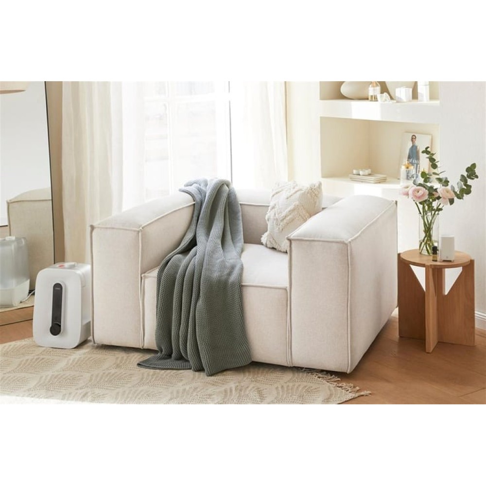 Stewehome Μονή Πολυθρόνα από Λινό Ύφασμα ,Άνεση &amp; Στυλ Κρεμ-136x108x68cm