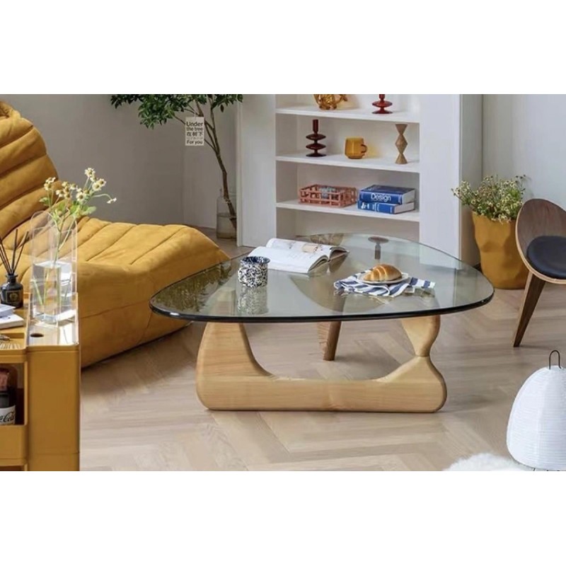 Stewehome Γυάλινο τραπεζάκι σαλονιού (φυσικό) 80x80x40cm